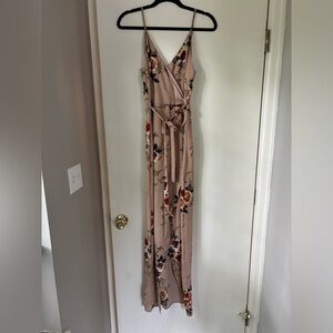 Girl in Mind Pink Rose Print Maxi Dress, Size 6